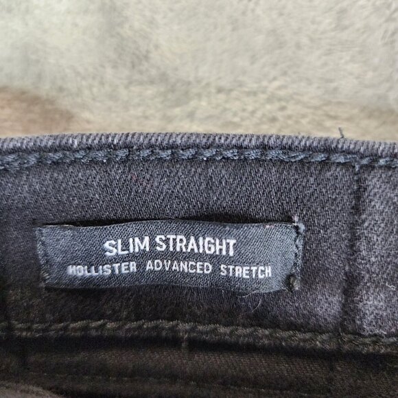 Mens Hollister Black Denim Jeans Slim Straight Advanced Stretch Size 30 X 32 - Picture 8 of 16